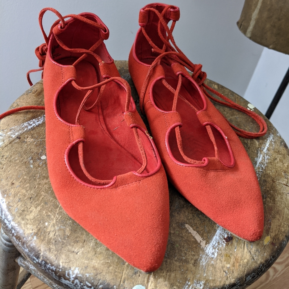 Gap faux suede lace up flats